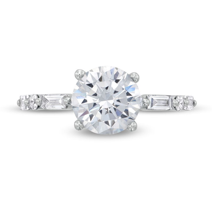 White Gold 14K Mixed Diamond Single Prong Engagement Setting by Diamonds Direct Designs