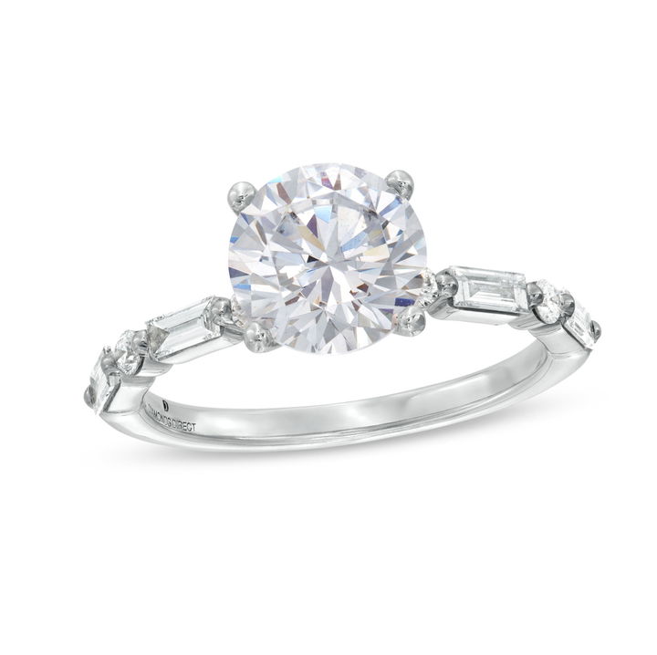 White Gold 14K Mixed Diamond Single Prong Engagement Setting by Diamonds Direct Designs