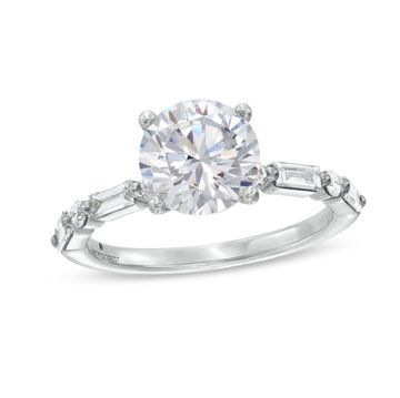 Mixed Diamond Single Prong Engagement Setting by Adorette In White Gold 14K