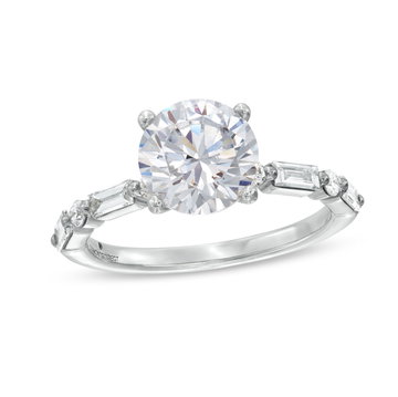 Mixed Diamond Single Prong Engagement Setting by Adorette In White Gold 14K