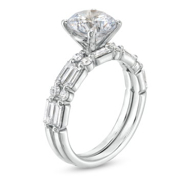 Mixed Diamond Single Prong Engagement Setting by Adorette In White Gold 14K