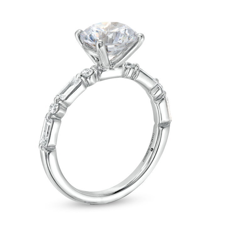 Mixed Diamond Single Prong Engagement Setting by Adorette In White Gold 14K