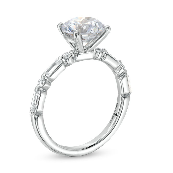 White Gold 14K Mixed Diamond Single Prong Engagement Setting by Diamonds Direct Designs