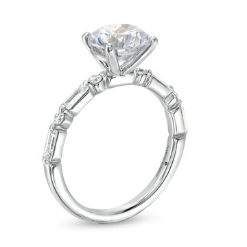 Mixed Diamond Single Prong Engagement Setting by Adorette In White Gold 14K