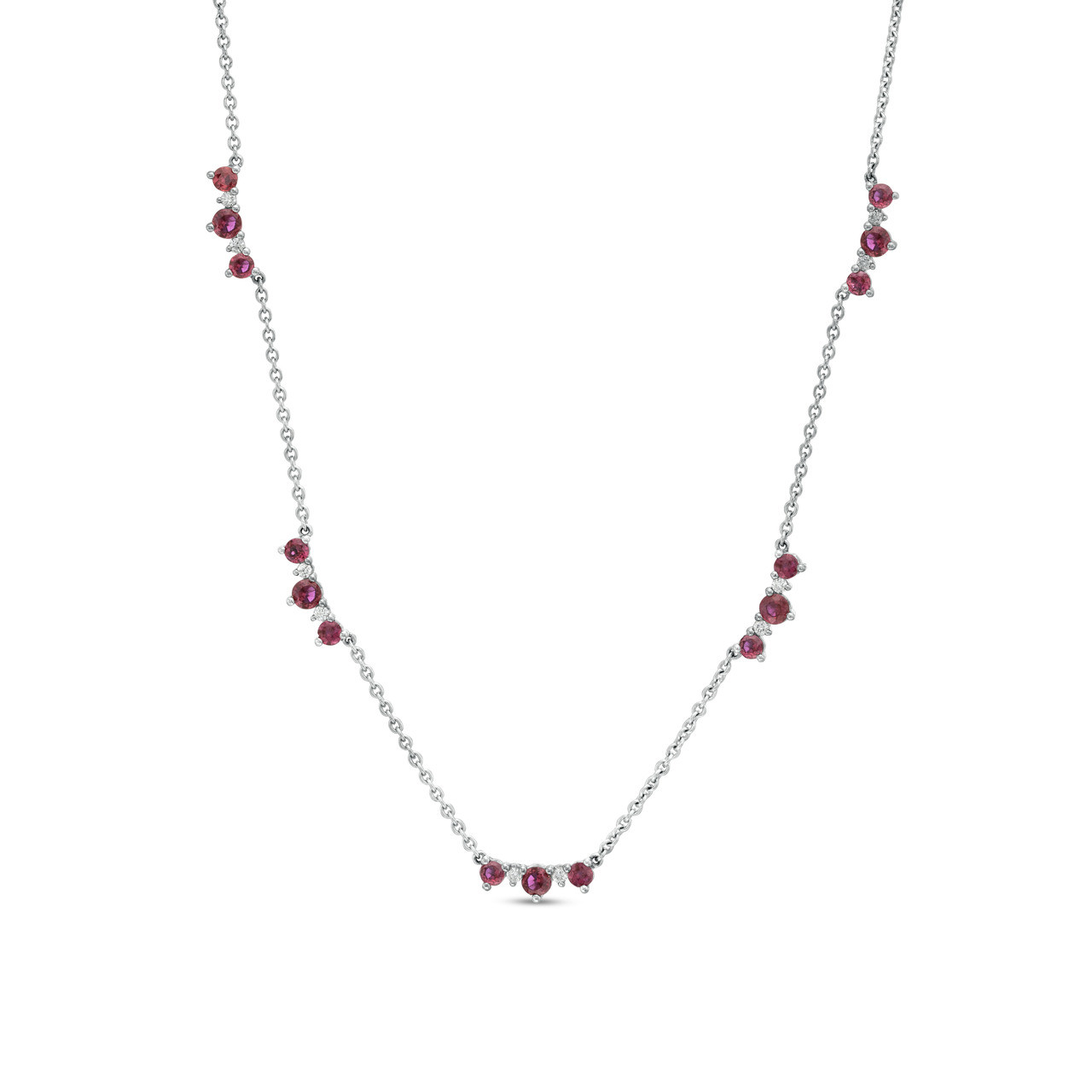 Alternating Ruby and Diamond Station Necklace 0