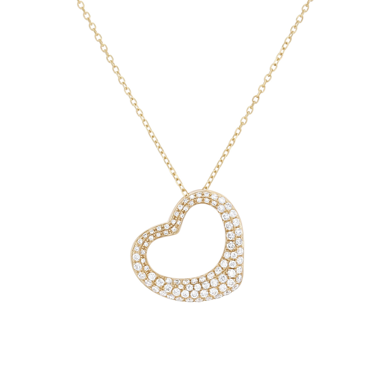 Pave Diamond Slanted Heart Pendant 0
