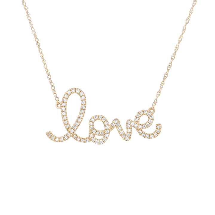 Yellow Gold 14K Diamond Love Pendant Necklace