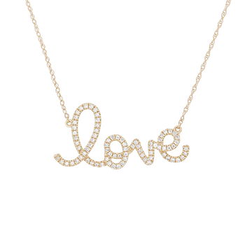 Diamond Love Pendant Necklace In Yellow Gold 14K