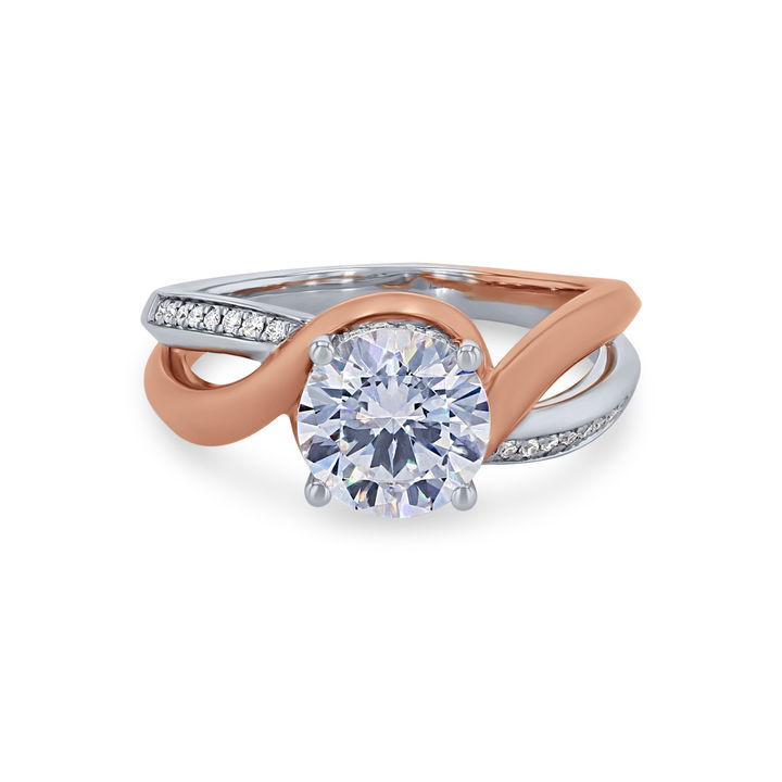 Rose Gold/white Gold 18K Simon G. Half Diamond Twist Engagement Setting