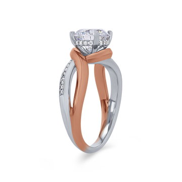 Simon G. Half Diamond Twist Engagement Setting In Rose Gold/white Gold 18K