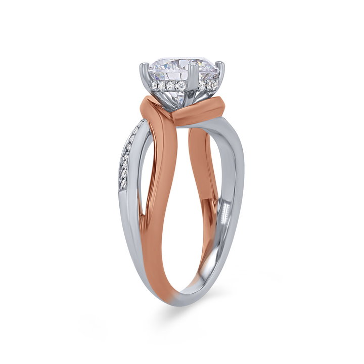 Simon G. Half Diamond Twist Engagement Setting In Rose Gold/white Gold 18K