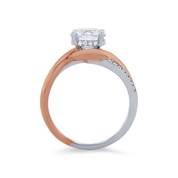 Simon G. Half Diamond Twist Engagement Setting In Rose Gold/white Gold 18K