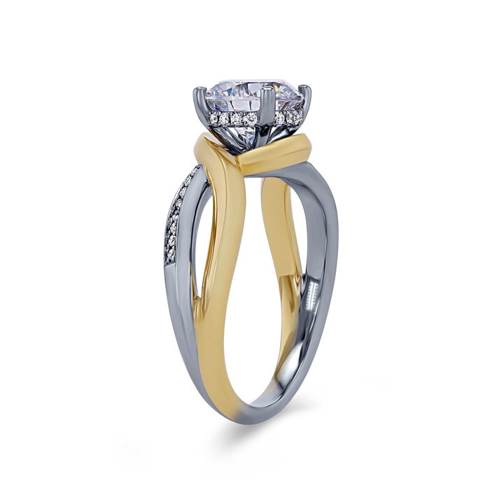 Simon G. Half Diamond Twist Engagement Setting In Rose Gold/white Gold 18K