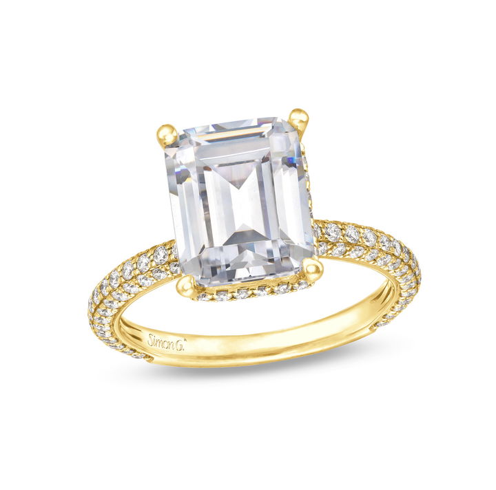 Yellow Gold 18K Simon G. Hidden Halo Pave Engagement Setting