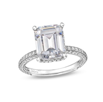 Simon G. Hidden Halo Pave Engagement Setting In Yellow Gold 18K
