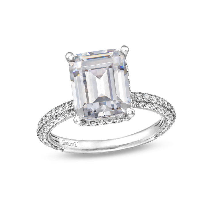 Simon G. Hidden Halo Pave Engagement Setting In Yellow Gold 18K