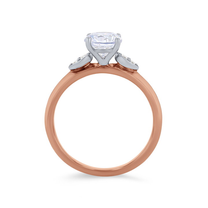 Simon G. Illusion Three Stone Engagement Setting In Rose Gold/white Gold 18K