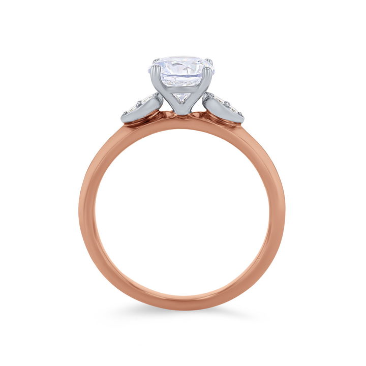 Rose Gold/white Gold 18K Simon G. Illusion Three Stone Engagement Setting