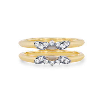 Simon G. Diamond Floral Ring Guard In White And Yellow Gold 18K