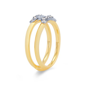 Simon G. Diamond Floral Ring Guard In White And Yellow Gold 18K