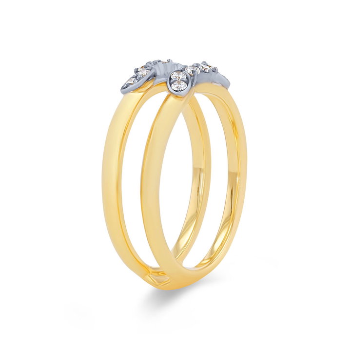 Simon G. Diamond Floral Ring Guard In White And Yellow Gold 18K