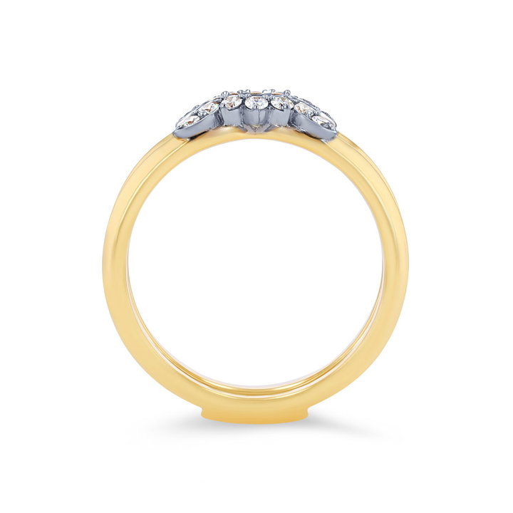 Simon G. Diamond Floral Ring Guard In White And Yellow Gold 18K