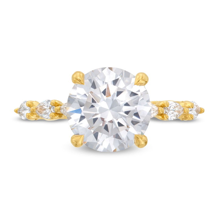 Yellow Gold 18K Tacori Sculpted Crescent Pear Shape Diamond Engagement Setting