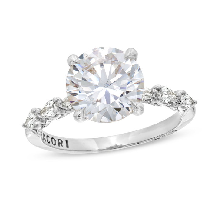 Tacori Sculpted Crescent Pear Shape Diamond Engagement Setting In Platinum