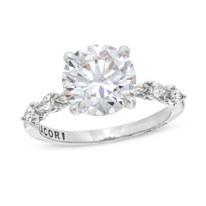 Tacori Sculpted Crescent Pear Shape Diamond Engagement Setting In Platinum