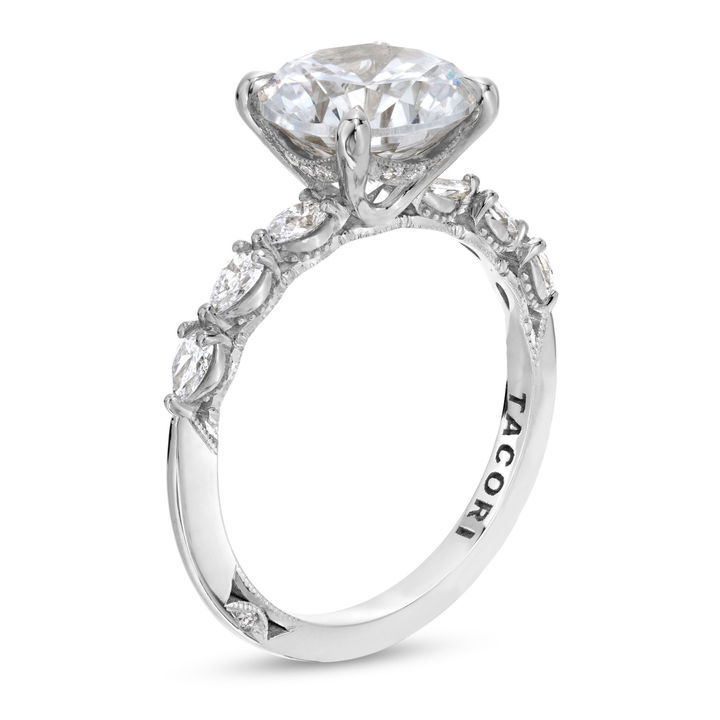 Tacori Sculpted Crescent Pear Shape Diamond Engagement Setting In Platinum