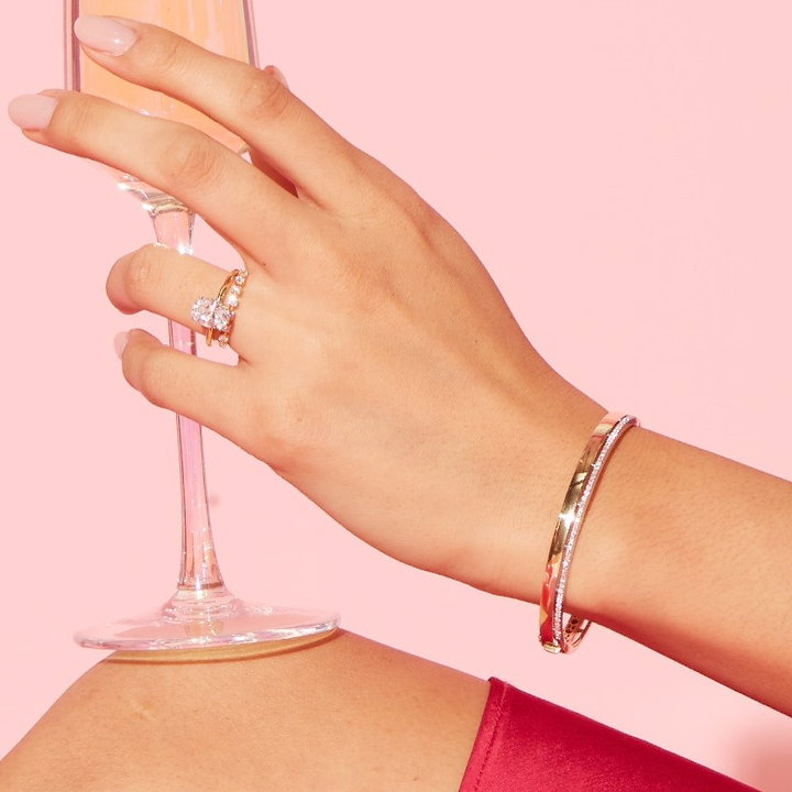 Simon G. Diamond Bangle Bracelet In White And Yellow Gold 18K