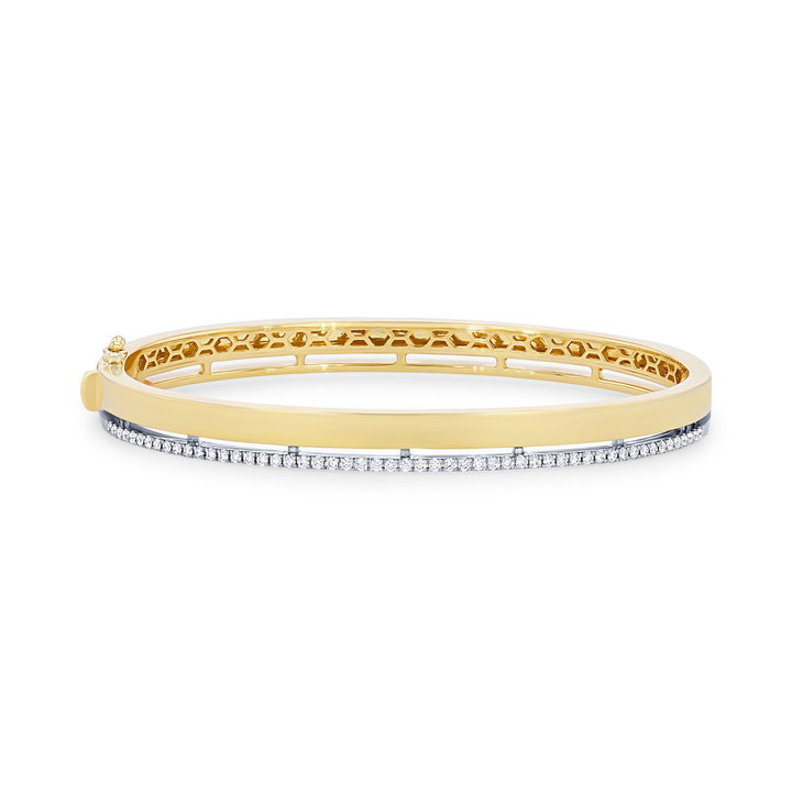 Simon G. Diamond Bangle Bracelet In White And Yellow Gold 18K