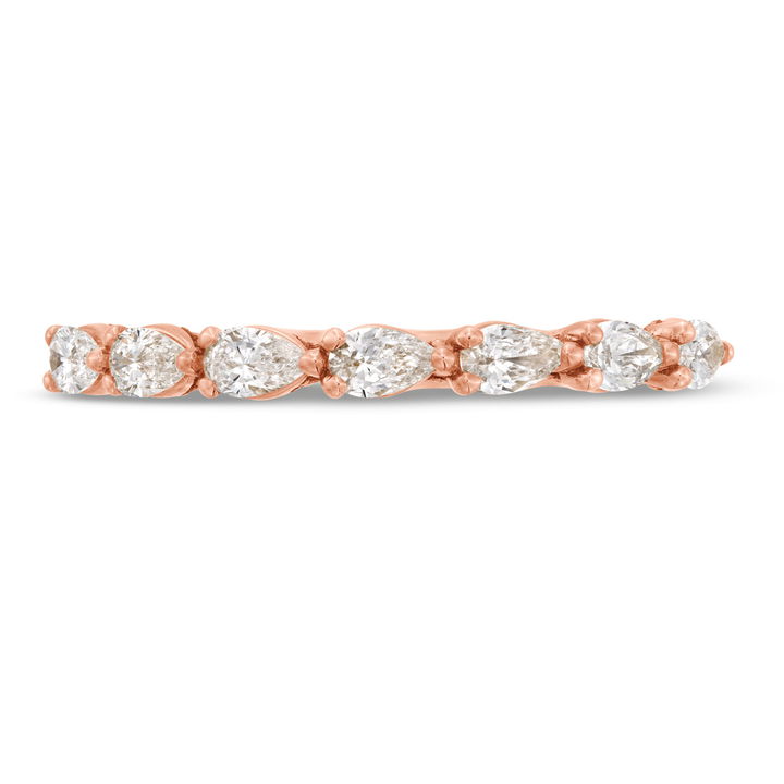 Rose Gold 18K Tacori Sculpted Crescent Pear Diamond Wedding Band