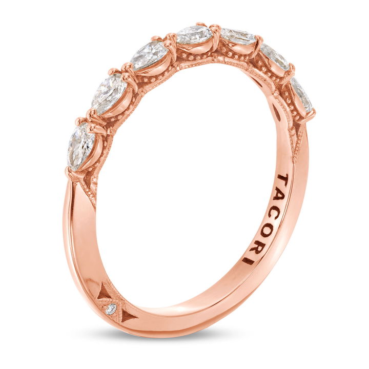 Rose Gold 18K Tacori Sculpted Crescent Pear Diamond Wedding Band