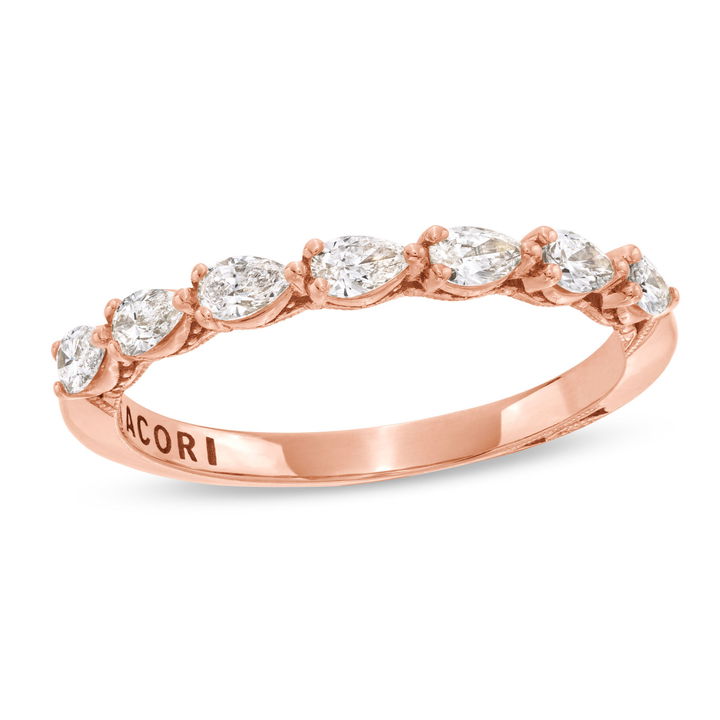 Rose Gold 18K Tacori Sculpted Crescent Pear Diamond Wedding Band