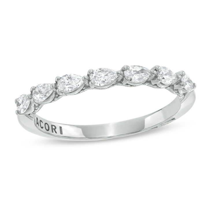 Tacori Sculpted Crescent Pear Diamond Wedding Band In Platinum
