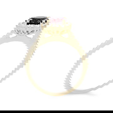 Garnet and Graduated Diamond Halo Ring