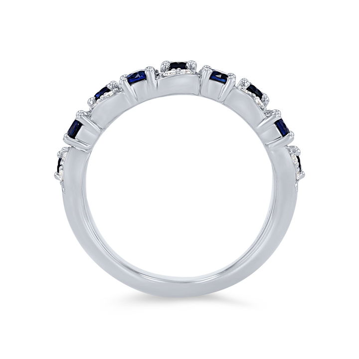 White Gold 14K Sapphire and Diamond Vine Ring