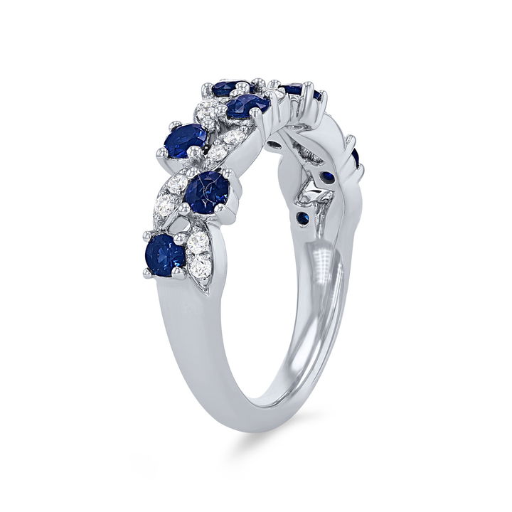 White Gold 14K Sapphire and Diamond Vine Ring