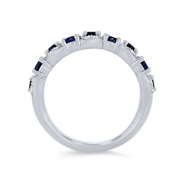Sapphire and Diamond Vine Ring In White Gold 14K