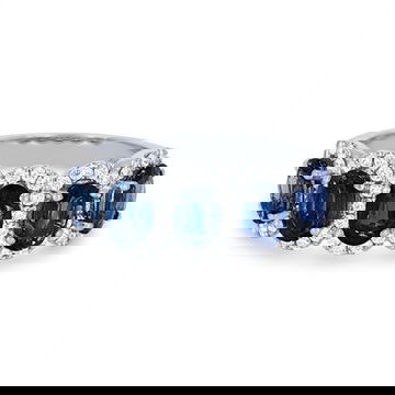 Oval Sapphire and Diamond Halo Band 0