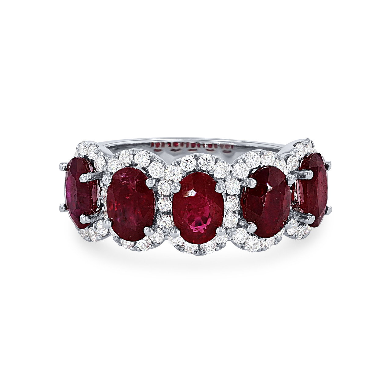 Oval Ruby and Diamond Halo Band 0