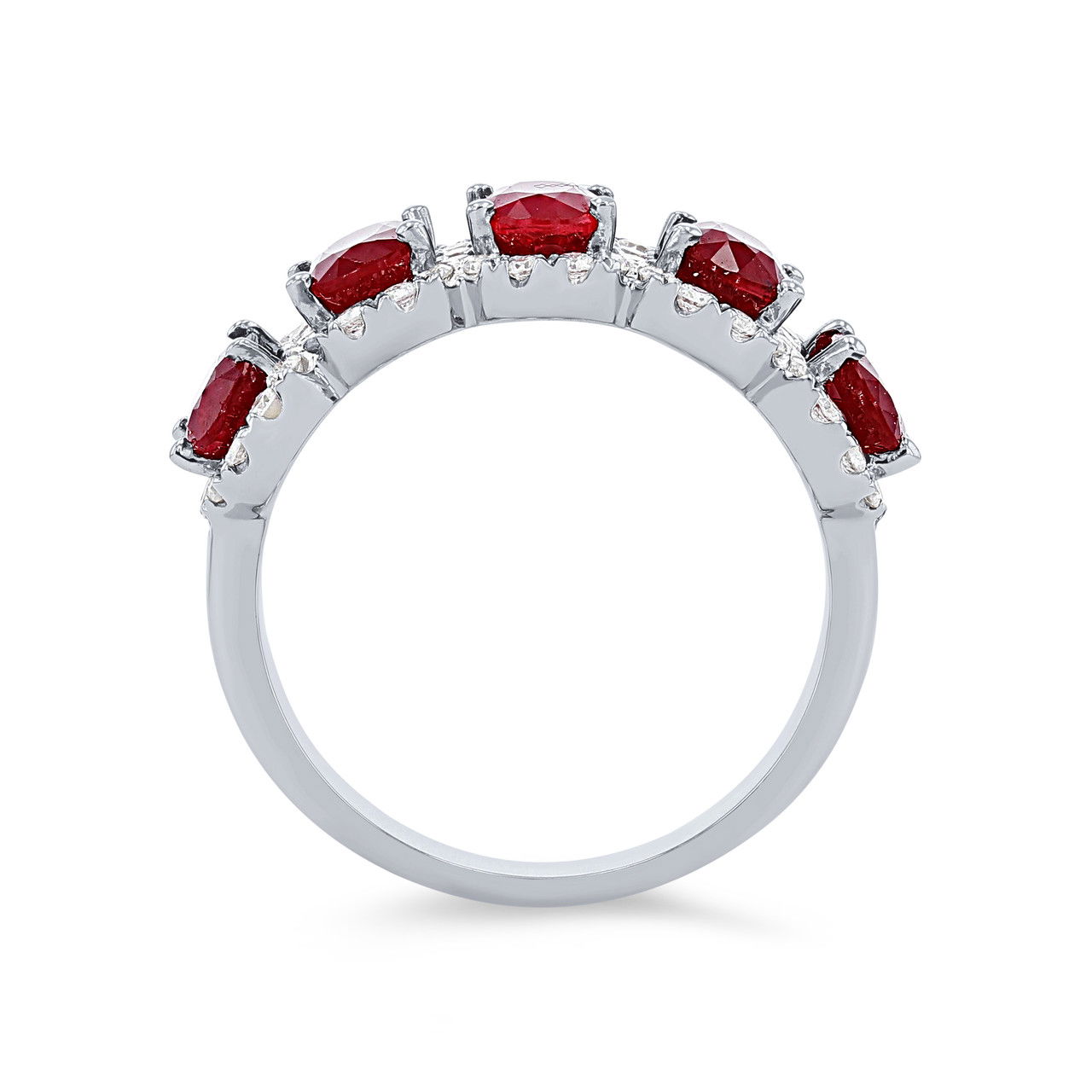 Oval Ruby and Diamond Halo Band