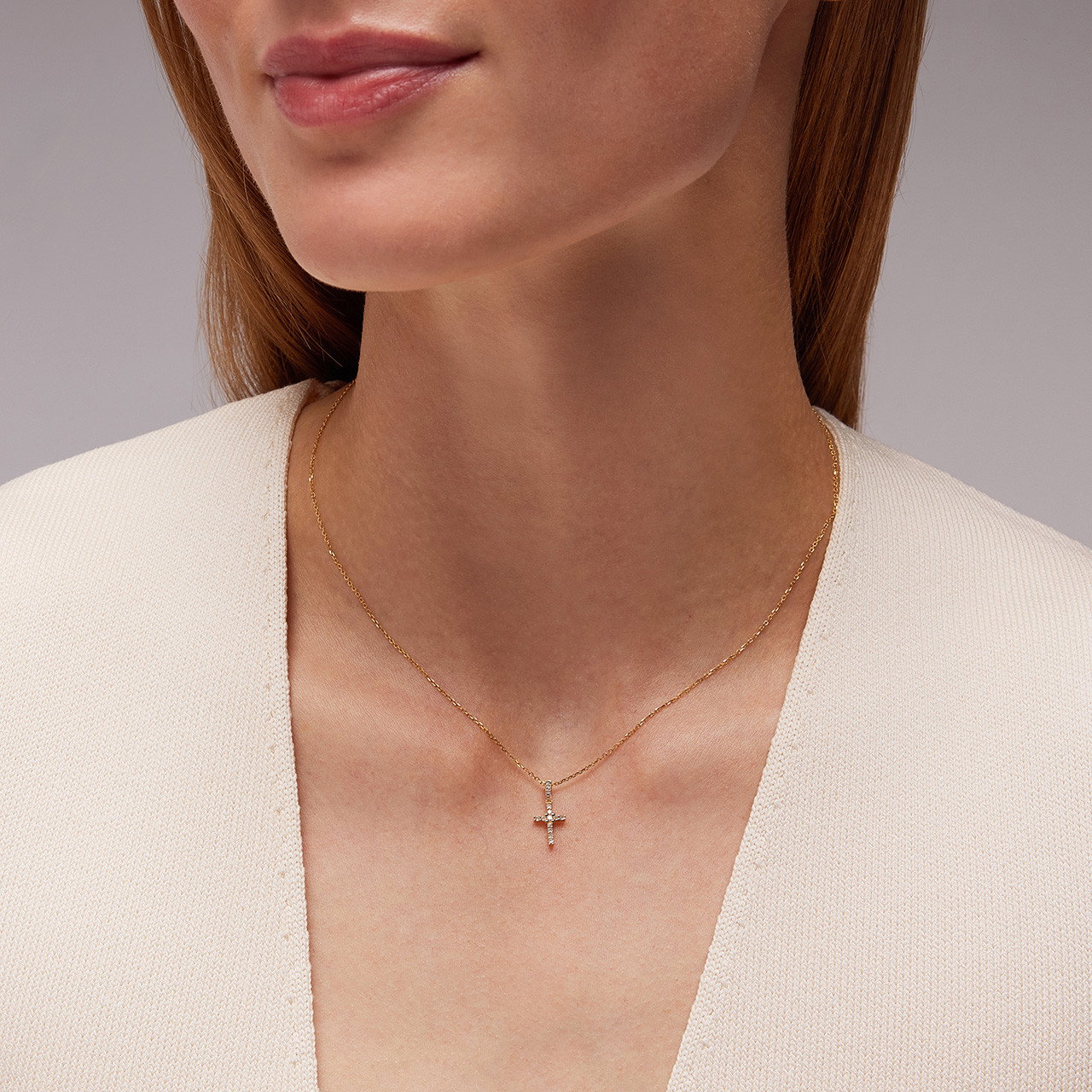 Petite Diamond Cross Necklace 1