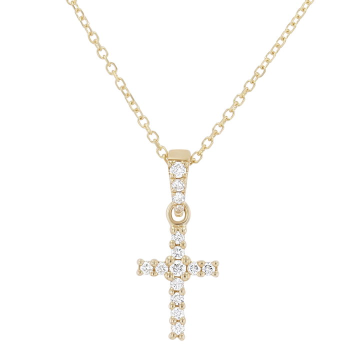 White Gold 14K Petite Diamond Cross Necklace