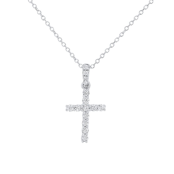 Standard Diamond Cross Necklace In White Gold 14K