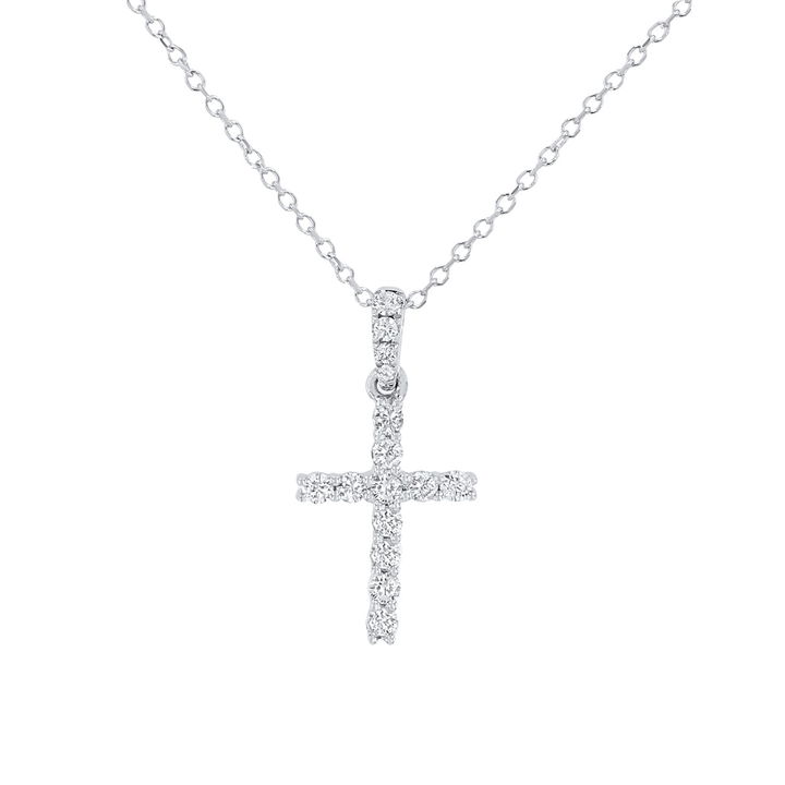 Standard Diamond Cross Necklace In White Gold 14K