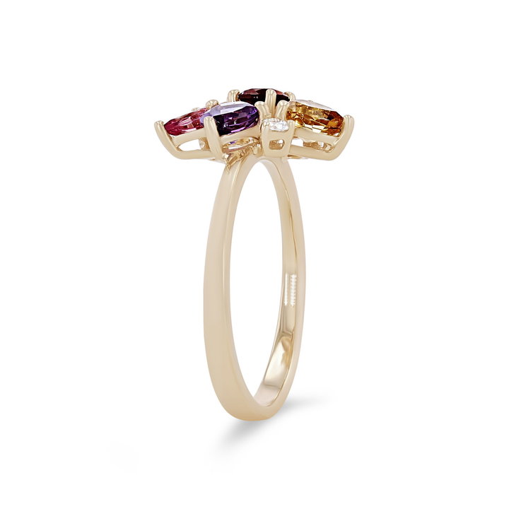 Multicolor Gemstone Cluster Ring In Yellow Gold 14K