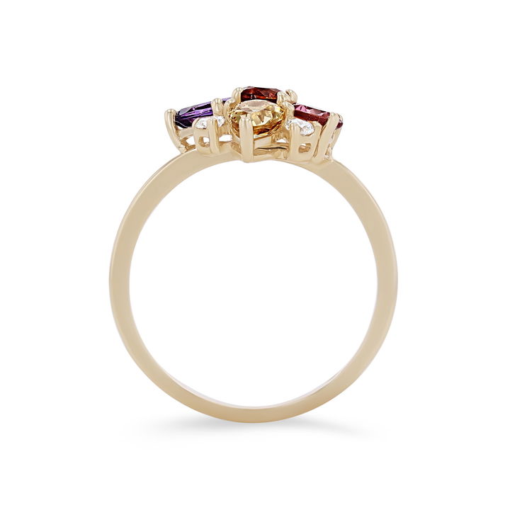 Multicolor Gemstone Cluster Ring In Yellow Gold 14K