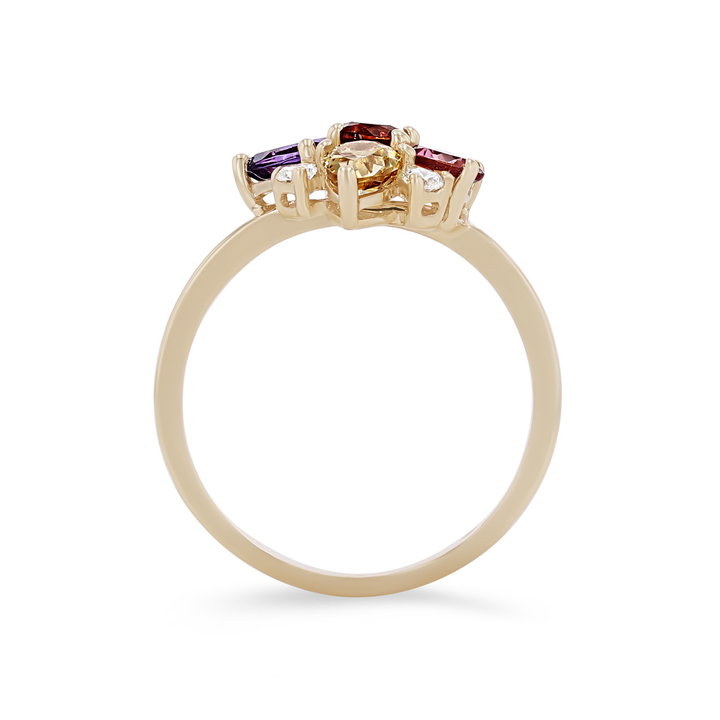 Multicolor Gemstone Cluster Ring In Yellow Gold 14K